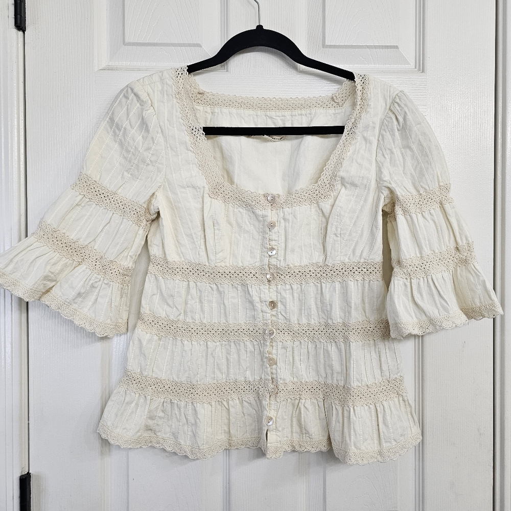 Vintage '90s Nanette Lepore peasant cottagecore boho top y2k